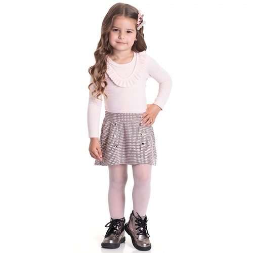 Conjunto Body e Saia Pied de Poule Off White Randa Mundu - Feminino