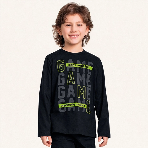 Camiseta Manga Longa Game Preto Fakini – Masculina
