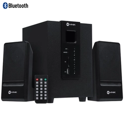 Caixa de Som 2.1 Groove 20w Subwoofer + 2 Caixas Satélite, Em Madeira - Com Bluetooth Fm e Controle Remoto - Cxgro20w