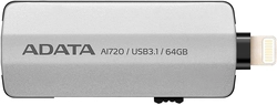 Adata i-Memory Flash Drive AI720 64gb Prata USB 3.1/Lightning AAI720-64G-CGY