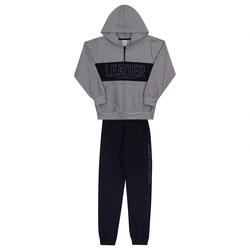 Conjunto Manga Longa Moletom Capuz Leader Granito Randa Mundu - Masculino