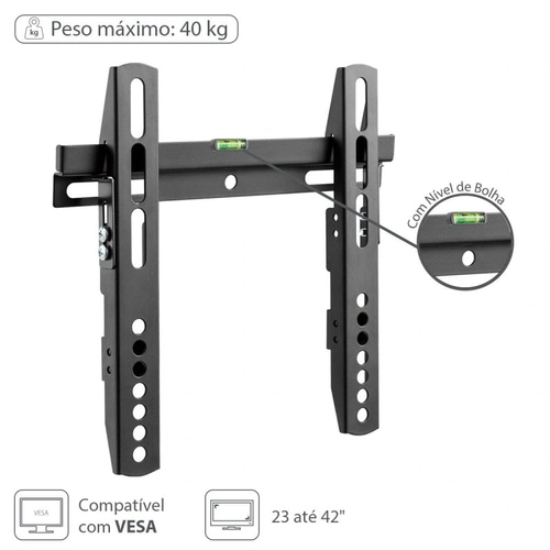 Suporte para Tv Led Lcd Fixo 23 a 42 Com Nivel de Bolha - Stf100