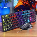 Kit Teclado Mecânico e Mouse 6 botões Gamer RGB com Fio Switches Blue TE131 - Knup