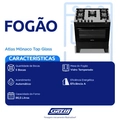 Fogao 5b Atlas Monaco Top Glass Mesa Vidro C/ Acen - 300000711
