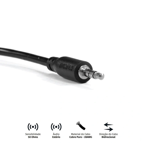 Cabo P2 3.5mm 28awg Puro Cobre Pcyes 2 Metros - P35m-2