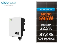 Kit Energia Solar 900KWh - 7,14 com 12 Painéis DAH 595w e Inversor CHINT, Minitrilho