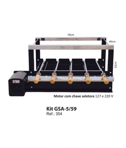 Kit Giratorio Aço Carbono Lobo 5 Espetos Gsa 5/63 Linha P 40 Regulável