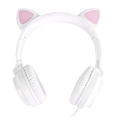Fone de Ouvido Headset Kitty Ear - Orelha de Gato Branco Com Microfone Cabo 1.2m Plug P2 Estereo P3 - Ke110b