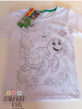 Blusa pinte e lave fundo do mar tartaruga