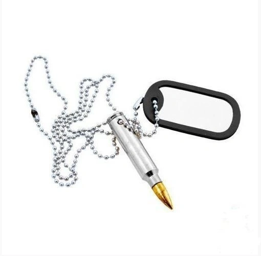 Plaqueta de Identificação Dog Tag com Projétil (Cromado)