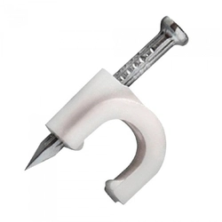 Fixa Fio/ Cabo Rg6 8mm Branco Com  Prego De Aco Pacote 100pcs