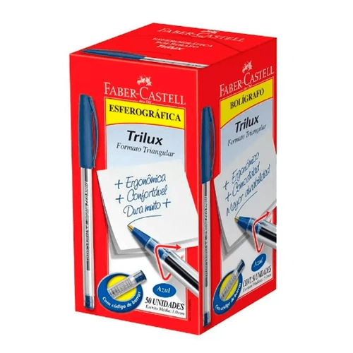 Caneta Esferográfica Trilux 032 Ponta 1.0 Azul Caixa 50 Unidades Faber-Castell