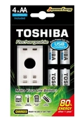 Carregador de Pilhas Toshiba AA e AAA USB - C/4 PILHAS AA 2000mAh.
