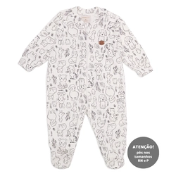 Macacão Manga Longa Estampado com Ziper Suedine Unissex – Fazendinha