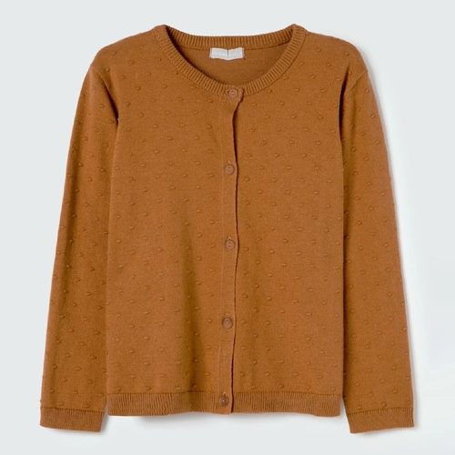 Cardigan Manga Longa Tricot Caramelo Hering - Feminino