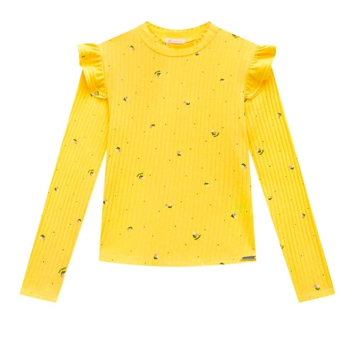 Blusinha Manga Longa Canelada Estampada Somnii - Feminina