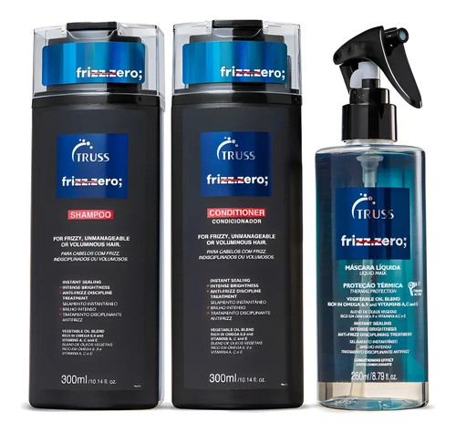 Kit Completo Shampoo Condicionador Spray Truss Frizz Zero