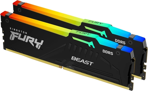Kit Memória Kingston Fury Beast, RGB, 64GB (2x32GB) 5600MT/s DDR5 CL40 1.25V - KF556C40BBAK2-64
