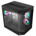 Gabinete Gamer Liketec Unreal Dark Black Cube Design Mid Tower Vidro Temperado