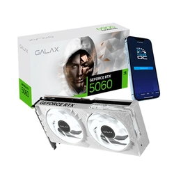 Placa de Vídeo Galax GeForce RTX 5060 EX White, 1 Click OC Launch Edition, 8GB, GDDR7, DLSS, G-Sync - 56NSN8MDCQLE
