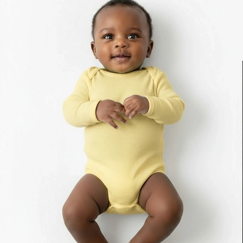 Body Manga Longa 100% Algodão Taita - Amarelo