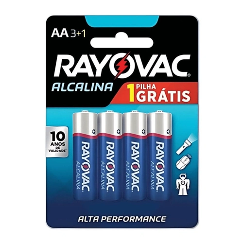 Pilha Alcalina Rayovac Tamanho Aa  Com 4 - Leve 4 Pague 3