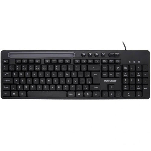Teclado Multimidia Office Usb Preto Com Apoio para Smartphone Tc262