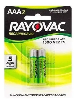 PILHA RAYOVAC RECARREGAVEL AAA 600MAH C/2