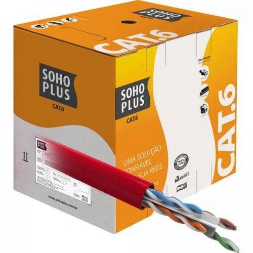 Cabo De Rede Cat.6 Cmx Cx 305m Vermelho Furukawa Sohoplus - Cx / 305