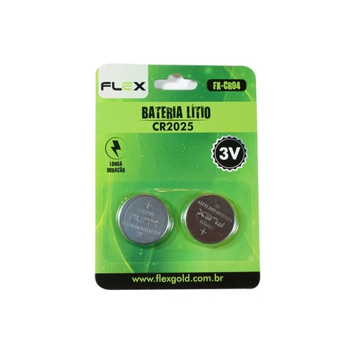 Pilha De Lithium Flex Botao Cr-2025 Com 2 Unidades - Fx-cr04