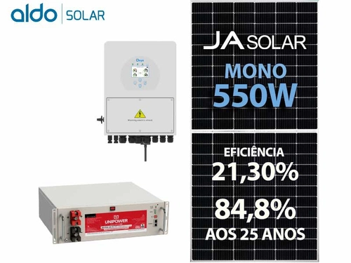 Gerador De Energia Solar Deye Hibrido Sem Estrutura Deye Gfh 4,4kwp Ja 550w Sun 5kw 2mppt 127/220v Ucb Litio 8,64kwh