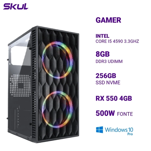 Computador 5000 Core I5 4590 3.3ghz Memória 8gb Ddr3 Ssd 256gb Nvme Rx 550 4gb Fonte 500w  Windows 10 Pro
