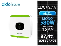 Gerador De Energia Solar Growatt Sem Estrutura Growatt Gf 2,90kwp Ja Deep Blue 580w Bifacial N-type Mic 2.5kw 1mppt Mono 220v