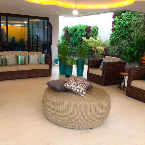 Puff de 120cm em Corda Náutica e Alumínio Hibisco