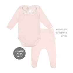 Conjunto Body Manga Longa com Gola e Mijão Babado Feminino - Cachorrinhas