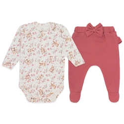 Conjunto Body Manga Longa e Mijão Babadinho Suedine Feminino – Floral Coelha