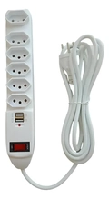 Filtro De Linha Extensão 6 Tomadas e 2 Usb 10A/250V Cabo 3M On-sl7609 - Onistek