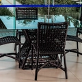 Mesa de Jantar 4 lugares de Vidro Corda Sintética e Alumínio Marajó 140x140  cm Marajó