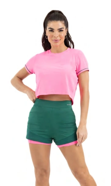 SHORT DUPLO DRY COM PROTEÇÃO UV E BOLSO INTERNO | ESTILO DO CORPO