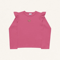 Blusinha Manga Longa Babado com Pingente Fakini - Feminina