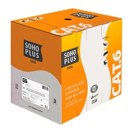 Cabo Lan U/utp 24awg x 4 Pares Cat.6 Cmx Caixa C/ 305 Metros Preto 100% Cobre 23400187