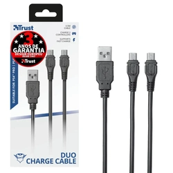 Cabo Micro USB tipo Y Trust Duo Cable GXT 222 T20165 Ponta Dupla Preto 3.5m
