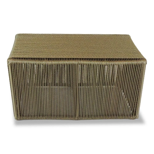 Mesa de Centro em Corda Sintética e Alumínio Epóxi Dourados