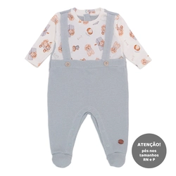 Macacão Manga Longa Jardineira Falsa Suedine e Tricot Masculino - Cachorrinhos