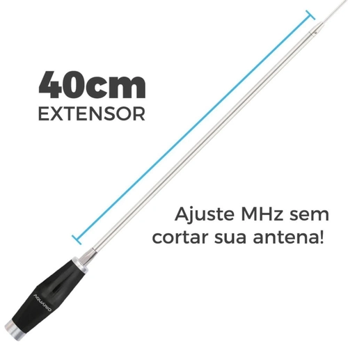 Antena Mini Marinox para Rádio Px 10, 11 e 12 Metros Com Prolongador 40cm B-2005p40
