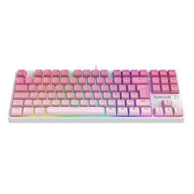 Teclado Gamer Redragon Daksa Branco e Rosa RGB com Switch Marrom - k576gp-rgb (pt-brown)