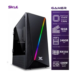 Computador Gamer Skul 5000 Core i5-4570 3.2GHz 12Gb Mem DDR3 SSD 240GB Placa de Vídeo RX550 4Gb Fonte 600w RGB Preto