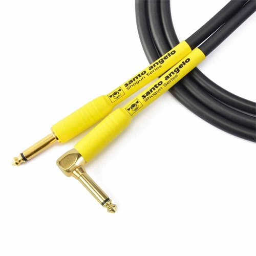 Cabo de Guitarra Shogun 0,75mm Conector Em Ouro P10/p10 90º 20ft 6,10 Metros Preto
