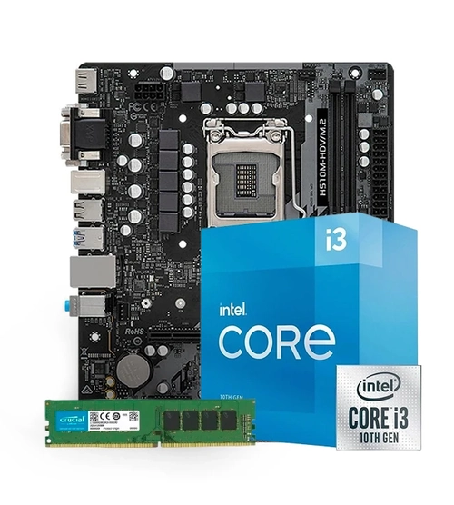 Kit Upgrade Intel Core i3-10105F + Placa Mãe H510M DDR4 + Memória DDR4 8GB