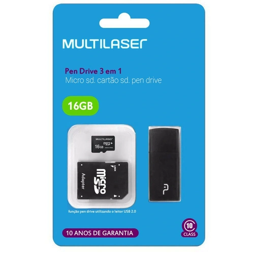 CARTAO DE MEMORIA 16GB 3EM1 MC112 MULTILASER